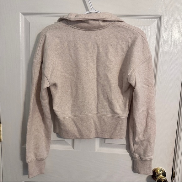 Cream Half-Zip Cropped Pullover - Picture 4 of 4